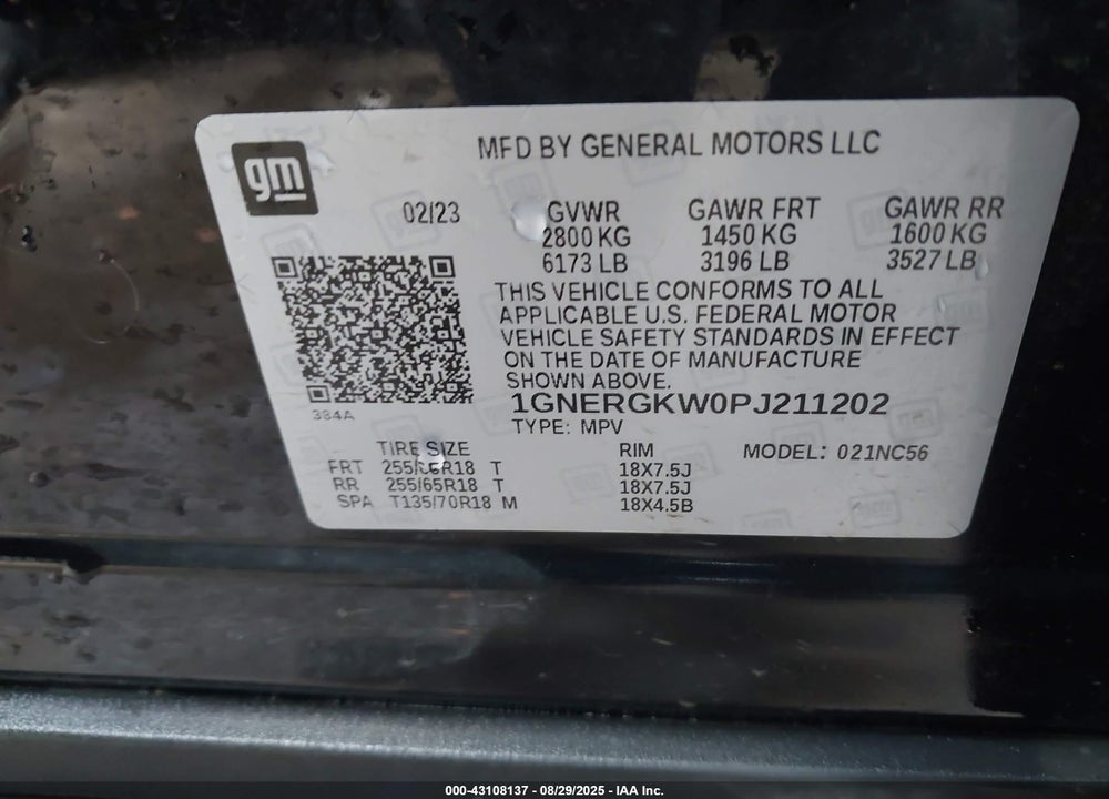 2023 CHEVROLET TRAVERSE FWD LT CLOTH VIN: 1GNERGKW0PJ211202