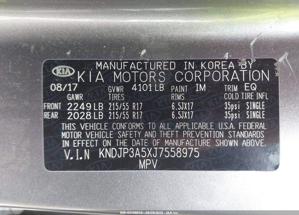 2018 KIA SOUL VIN: KNDJP3A5XJ7558975
