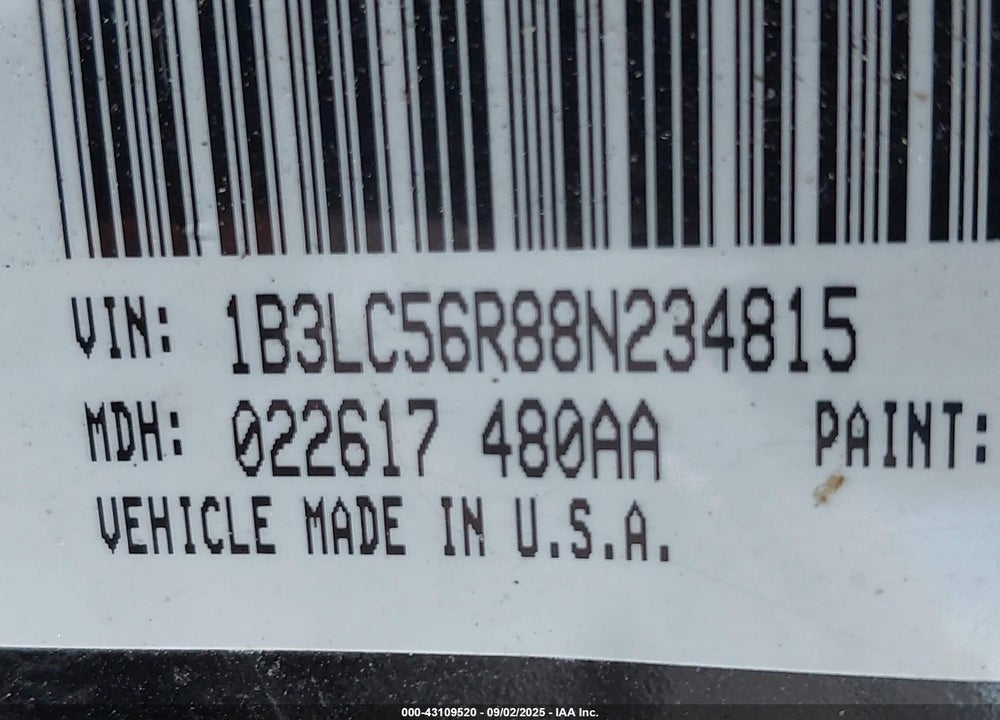 2008 DODGE AVENGER SXT VIN: 1B3LC56R88N234815