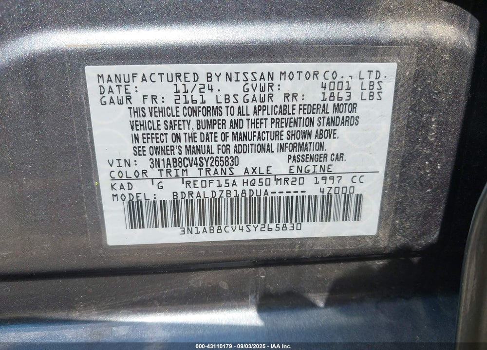 2025 NISSAN SENTRA VIN: 3N1AB8CV4SY265830