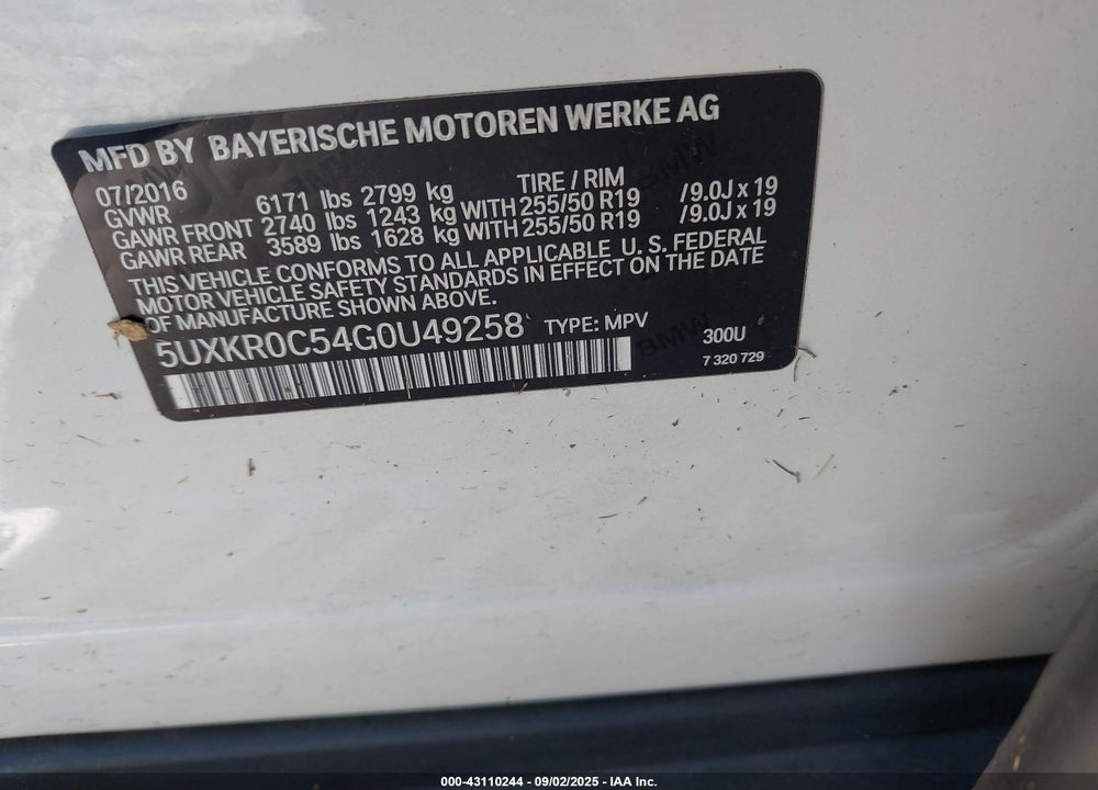 2016 BMW X5 VIN: 5UXKR0C54G0U49258