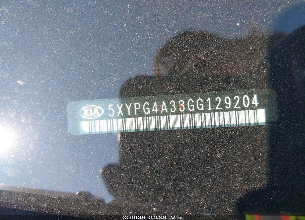 2016 KIA SORENTO 2.4L LX VIN: 5XYPG4A33GG129204