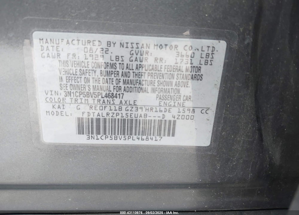 2023 NISSAN KICKS VIN: 3N1CP5BV5PL468417