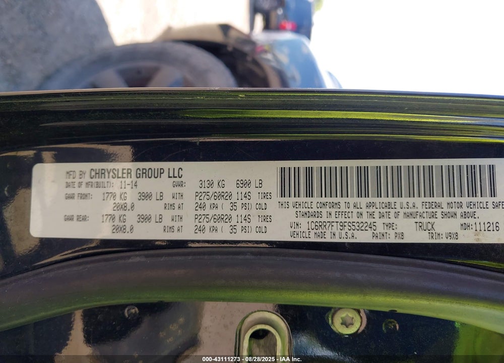2015 RAM 1500 VIN: 1C6RR7FT9FS532245