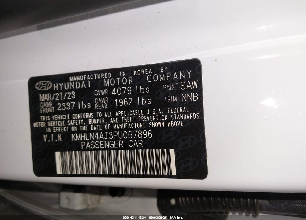 2023 HYUNDAI ELANTRA HYBRID VIN: KMHLN4AJ3PU067896