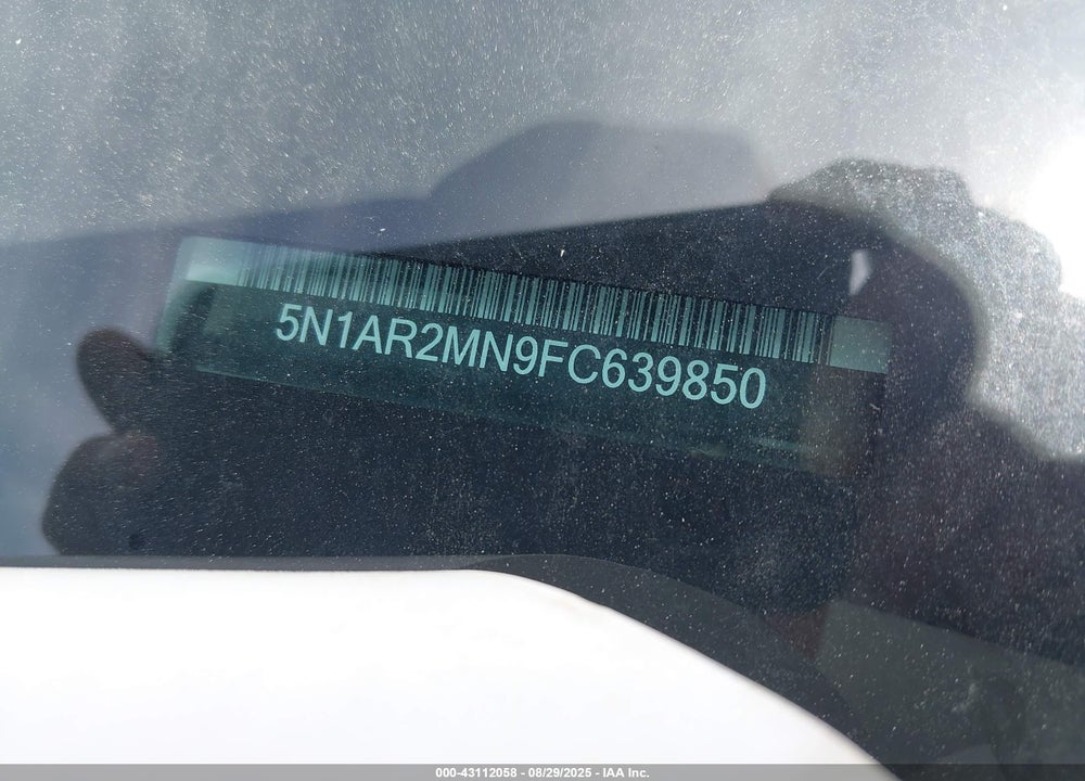 2015 NISSAN PATHFINDER VIN: 5N1AR2MN9FC639850