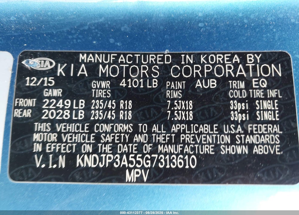 2016 KIA SOUL VIN: KNDJP3A55G7313610