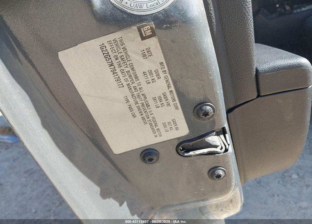 2008 PONTIAC G6 VIN: 1G2ZG57N784179177