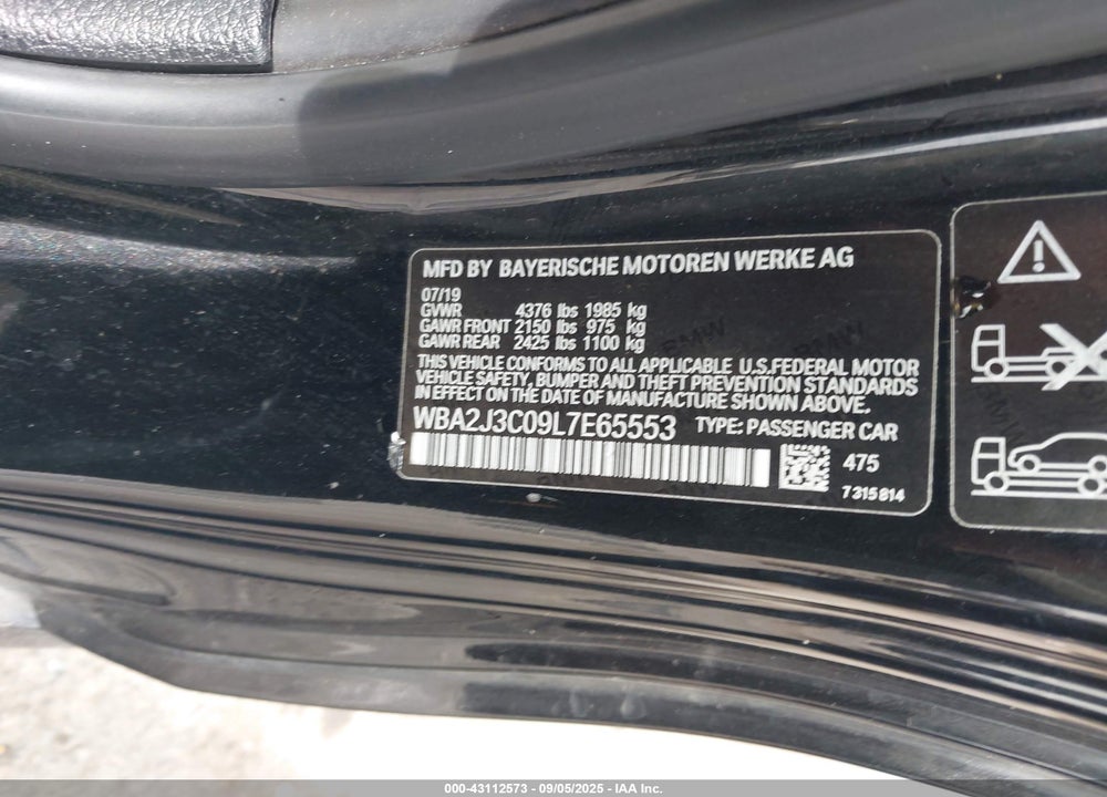 2020 BMW 230I XDRIVE VIN: WBA2J3C09L7E65553