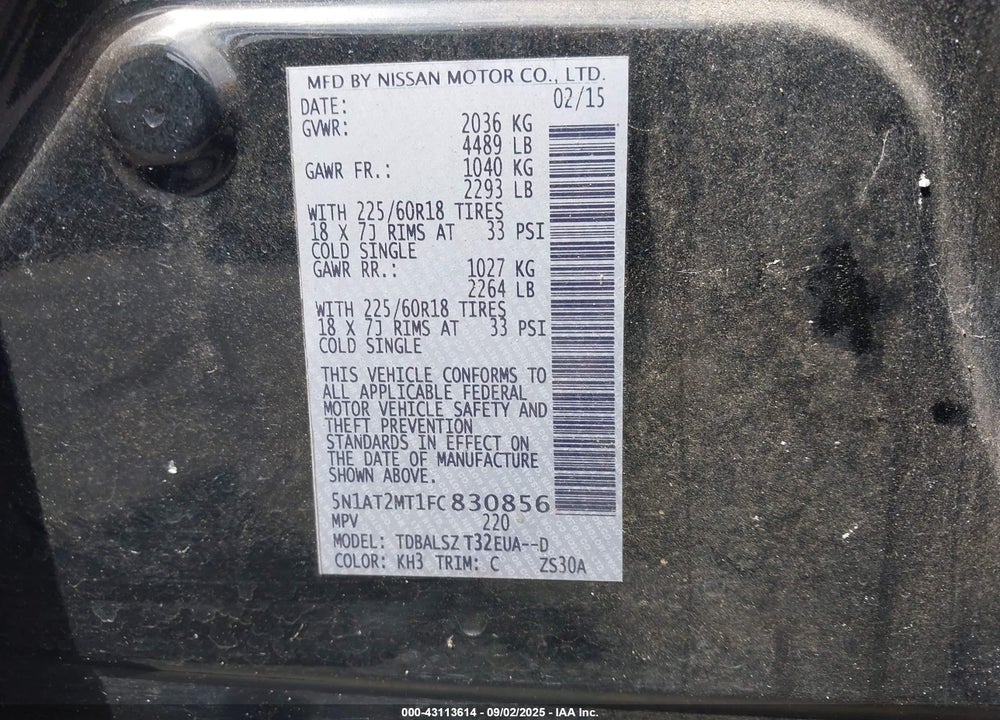 2015 NISSAN ROGUE VIN: 5N1AT2MT1FC830856