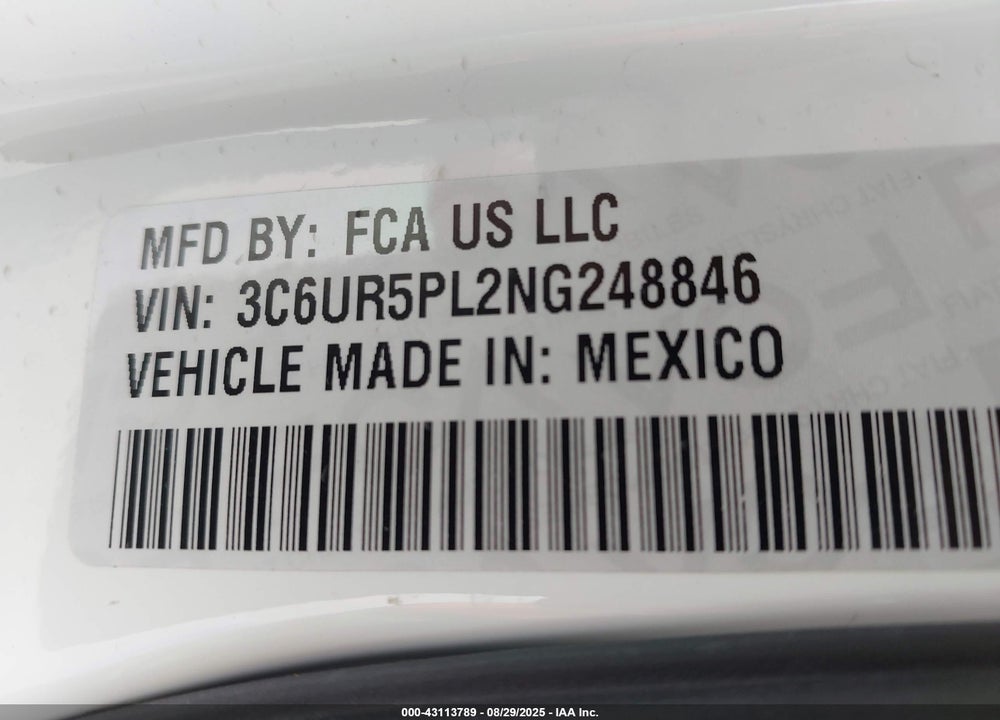 2022 RAM 2500 VIN: 3C6UR5PL2NG248846