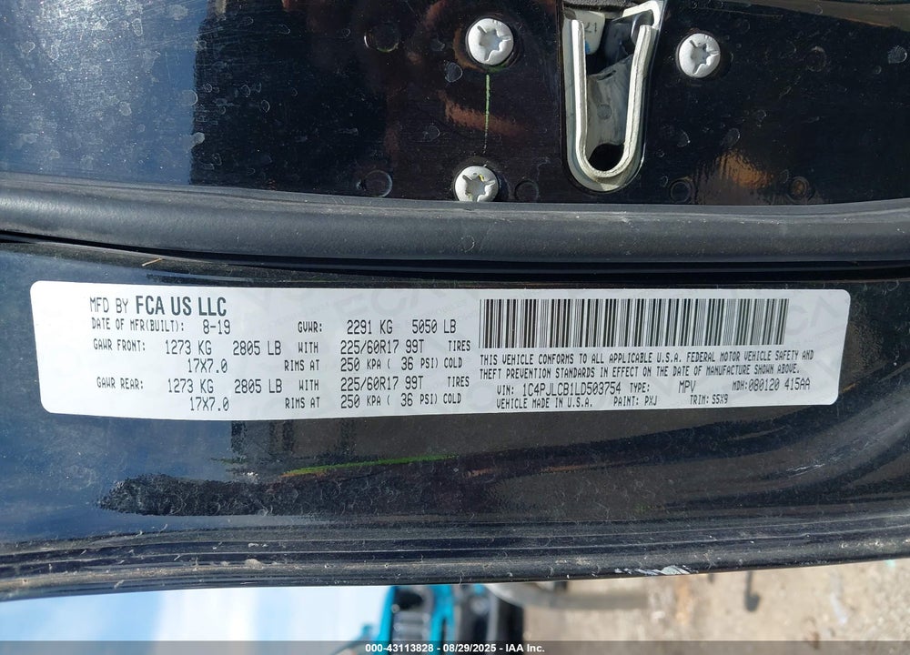 2020 JEEP CHEROKEE VIN: 1C4PJLCB1LD503754