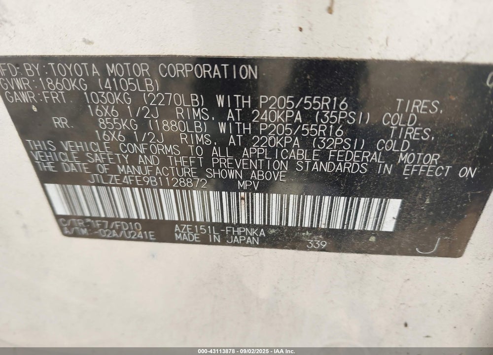 2011 SCION XB VIN: JTLZE4FE9B1128872