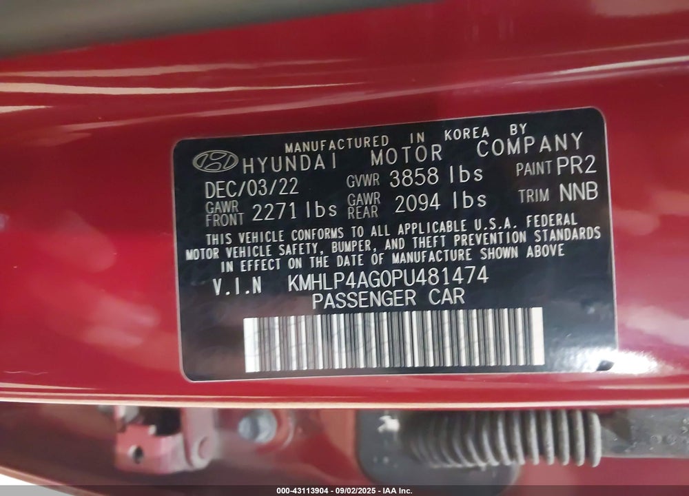 2023 HYUNDAI ELANTRA VIN: KMHLP4AG0PU481474
