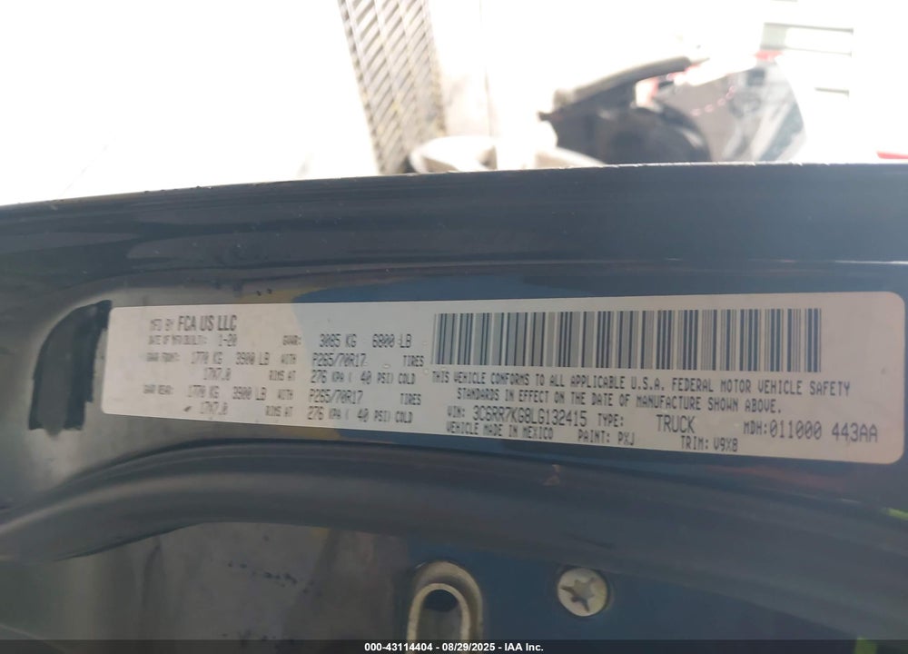2020 RAM 1500 VIN: 3C6RR7KG8LG132415