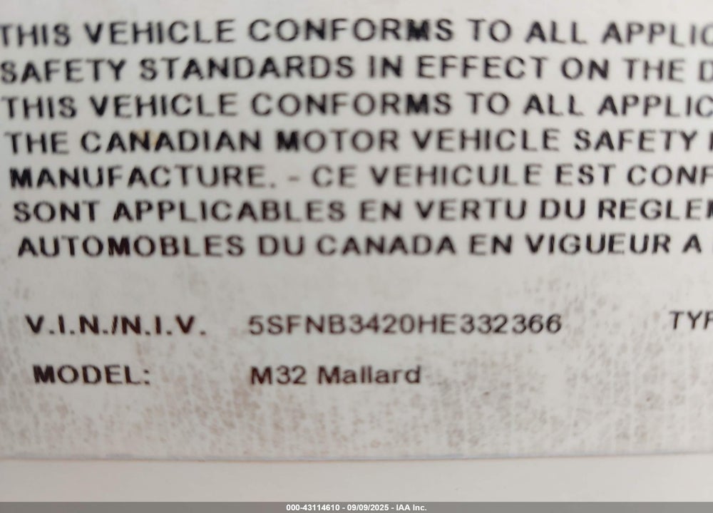 2017 MALLARD HEARTLAND RV/BUMPER PULL VIN: 5SFNB3420HE332366