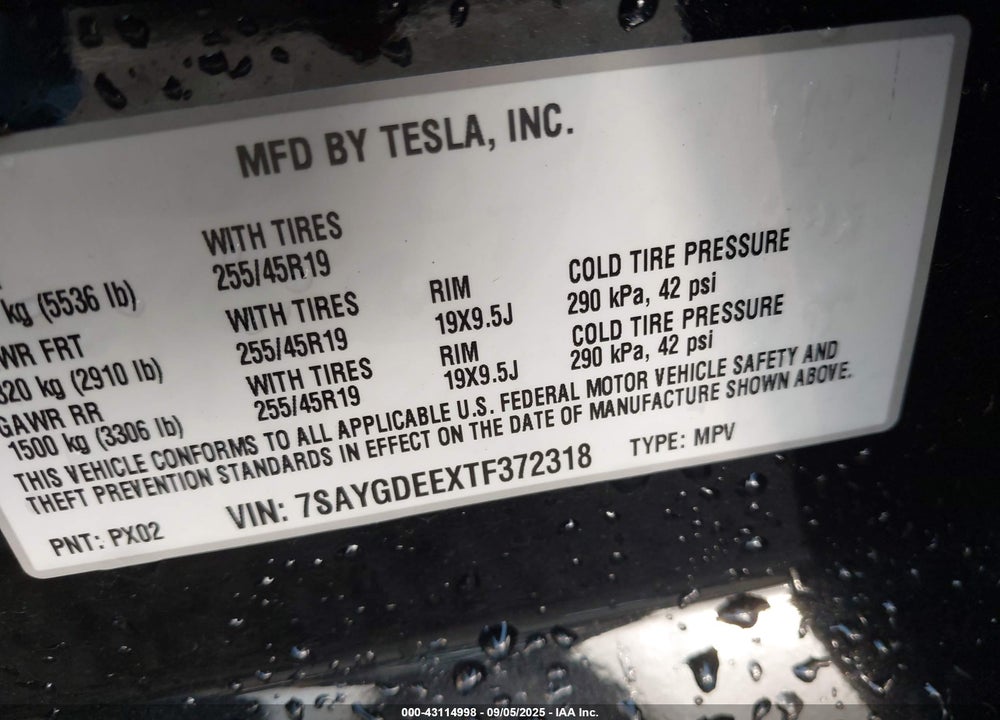 2026 TESLA MODEL Y LONG RANGE DUAL MOTOR ALL-WHEEL DRIVE/LONG RANGE LAUNCH SERIES VIN: 7SAYGDEEXTF372318