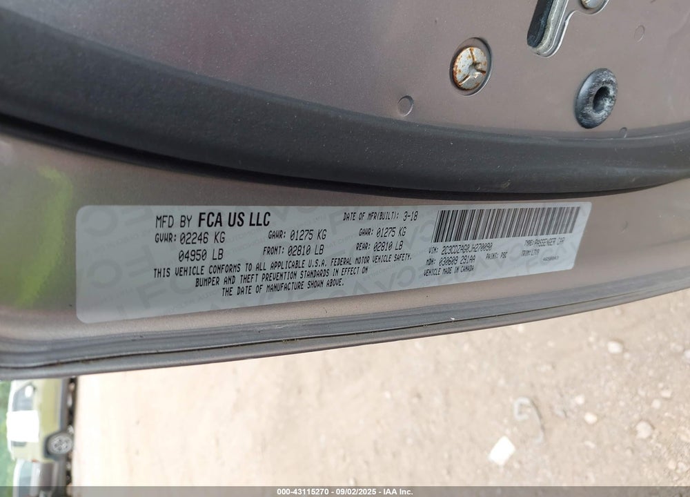 2018 DODGE CHALLENGER VIN: 2C3CDZAG0JH270090