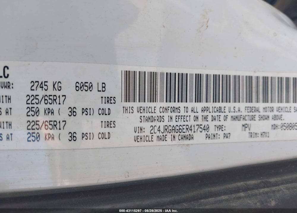2014 RAM CARGO TRADESMAN VIN: 2C4JRGAG6ER417540