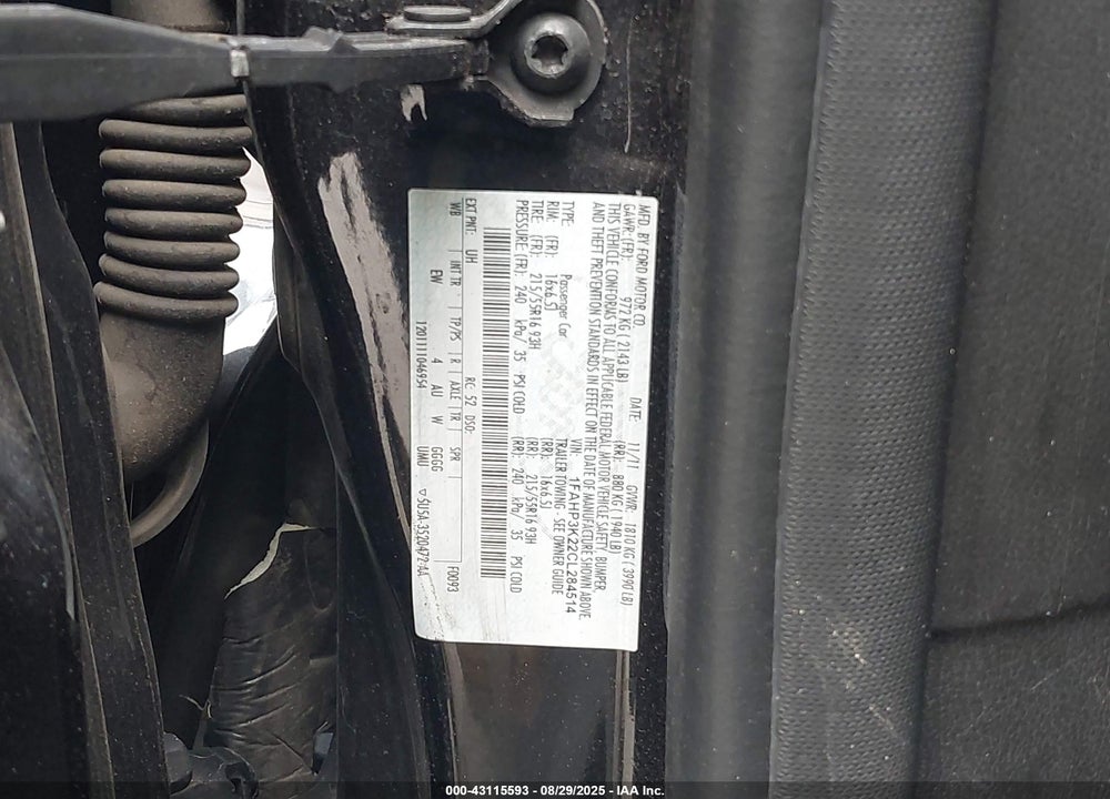 2012 FORD FOCUS VIN: 1FAHP3K22CL284514