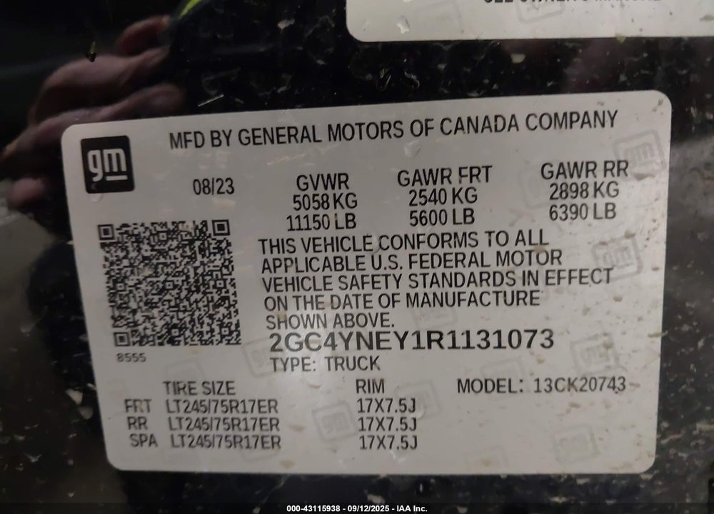2024 CHEVROLET SILVERADO 2500HD 4WD STANDARD BED LT VIN: 2GC4YNEY1R1131073