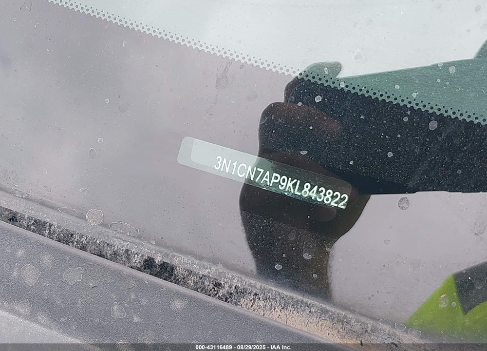 2019 NISSAN VERSA VIN: 3N1CN7AP9KL843822