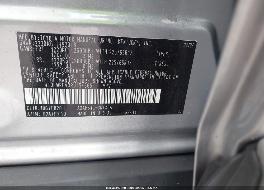 2024 TOYOTA RAV4 HYBRID VIN: 4T3LWRFV3RU154665