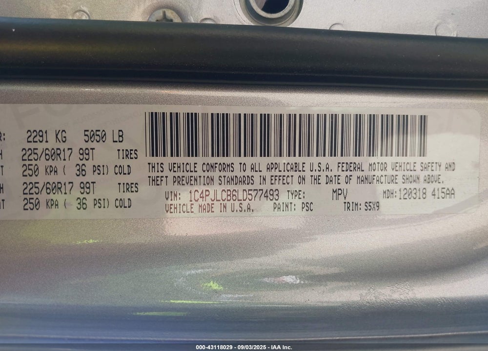 2020 JEEP CHEROKEE LATITUDE FWD VIN: 1C4PJLCB6LD577493