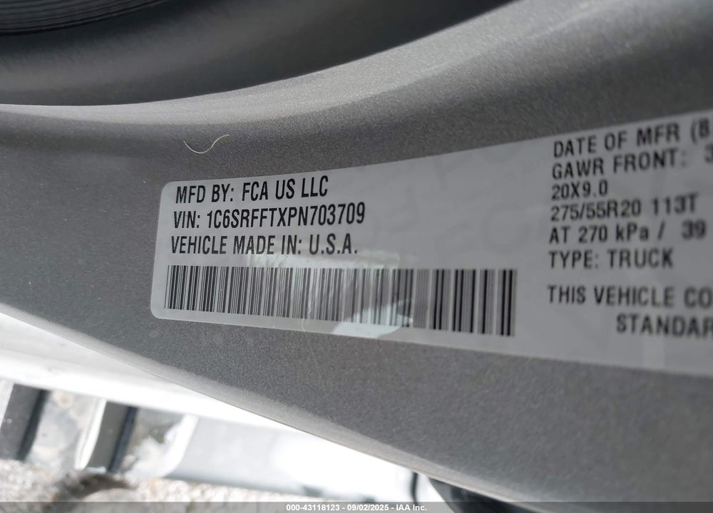 2023 RAM 1500 VIN: 1C6SRFFTXPN703709
