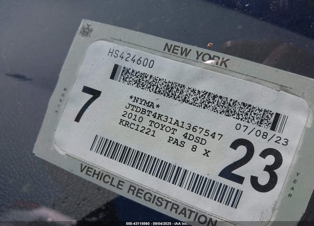 2010 TOYOTA YARIS VIN: JTDBT4K31A1367547