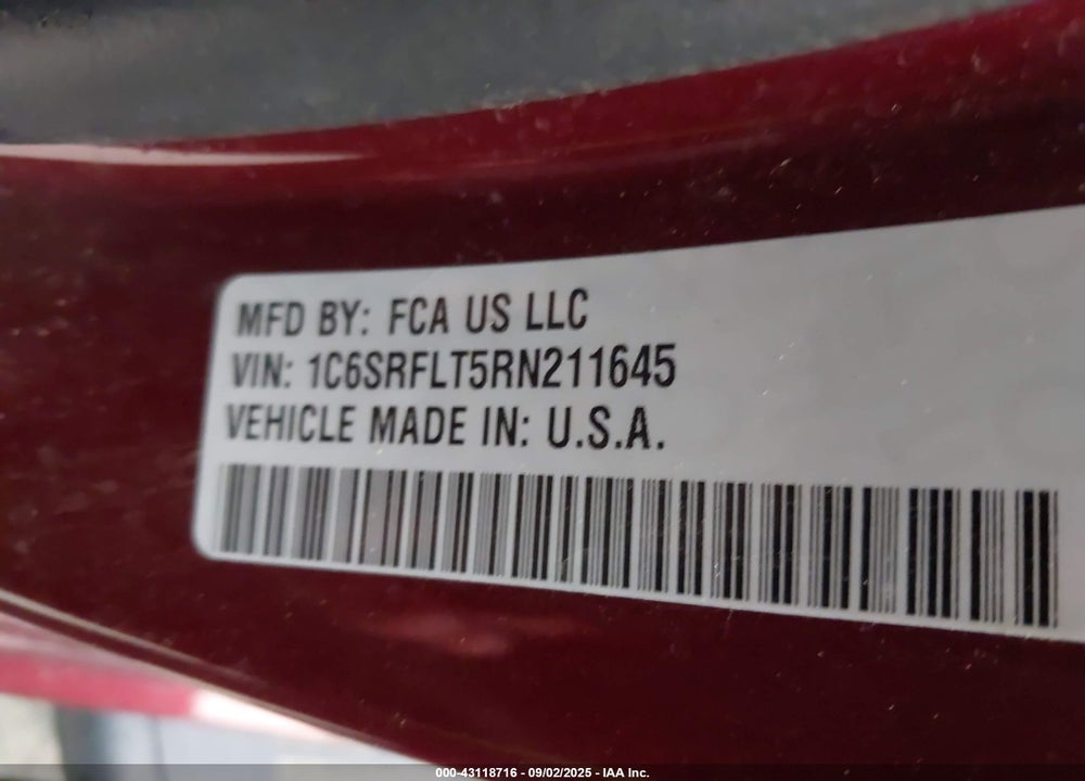 2024 RAM 1500 VIN: 1C6SRFLT5RN211645