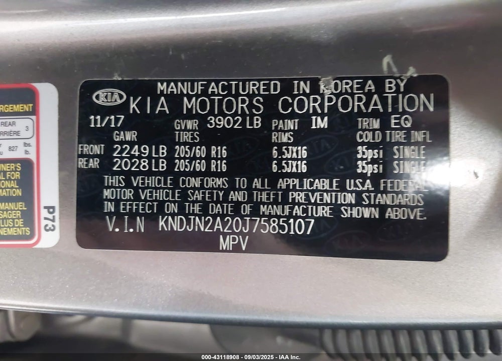 2018 KIA SOUL VIN: KNDJN2A20J7585107