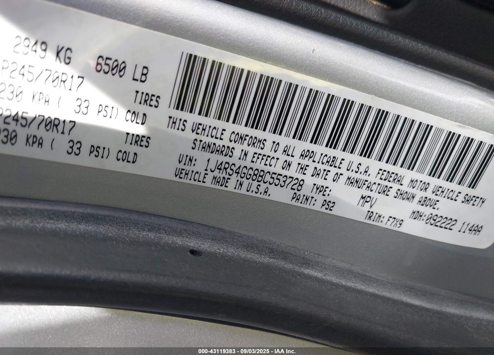 2011 JEEP GRAND CHEROKEE LAREDO VIN: 1J4RS4GG8BC553728