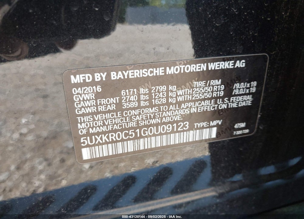 2016 BMW X5 XDRIVE35I VIN: 5UXKR0C51G0U09123