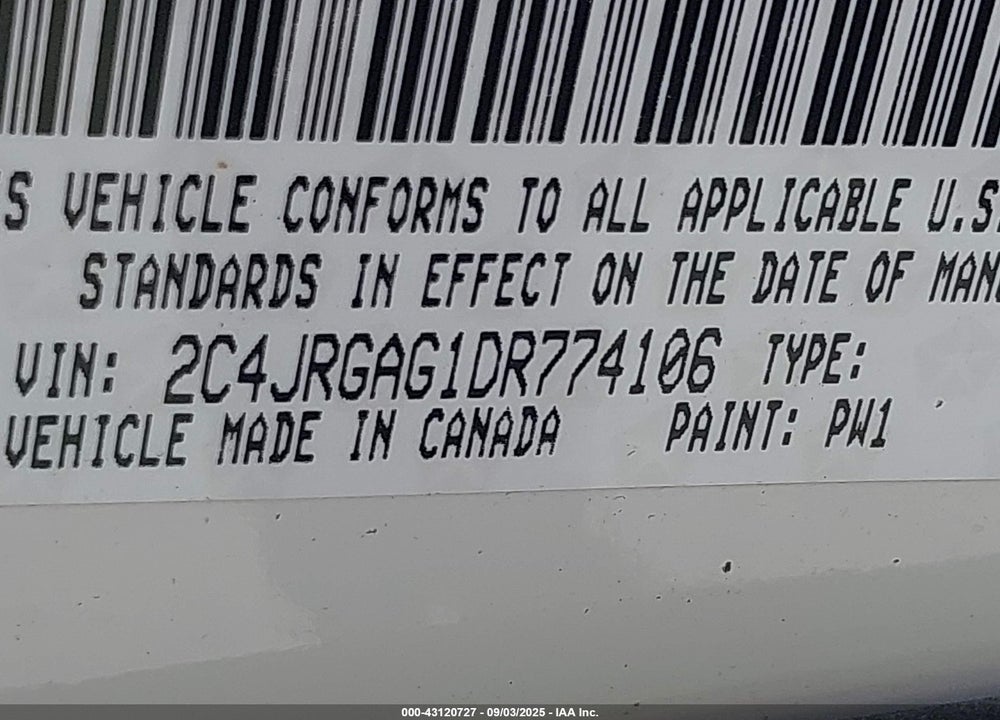 2013 RAM CARGO TRADESMAN VIN: 2C4JRGAG1DR774106