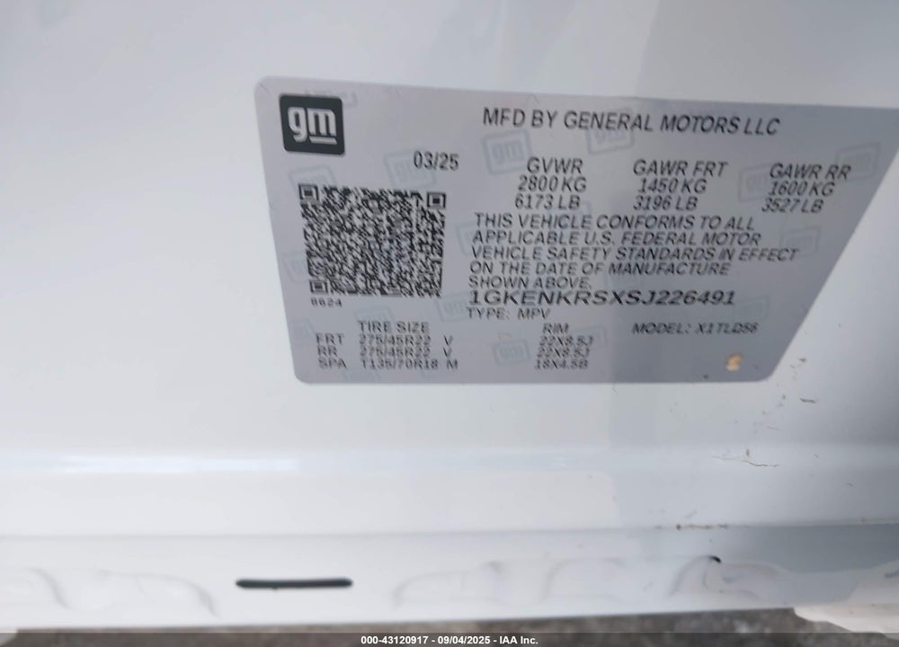 2025 GMC ACADIA FWD ELEVATION VIN: 1GKENKRSXSJ226491