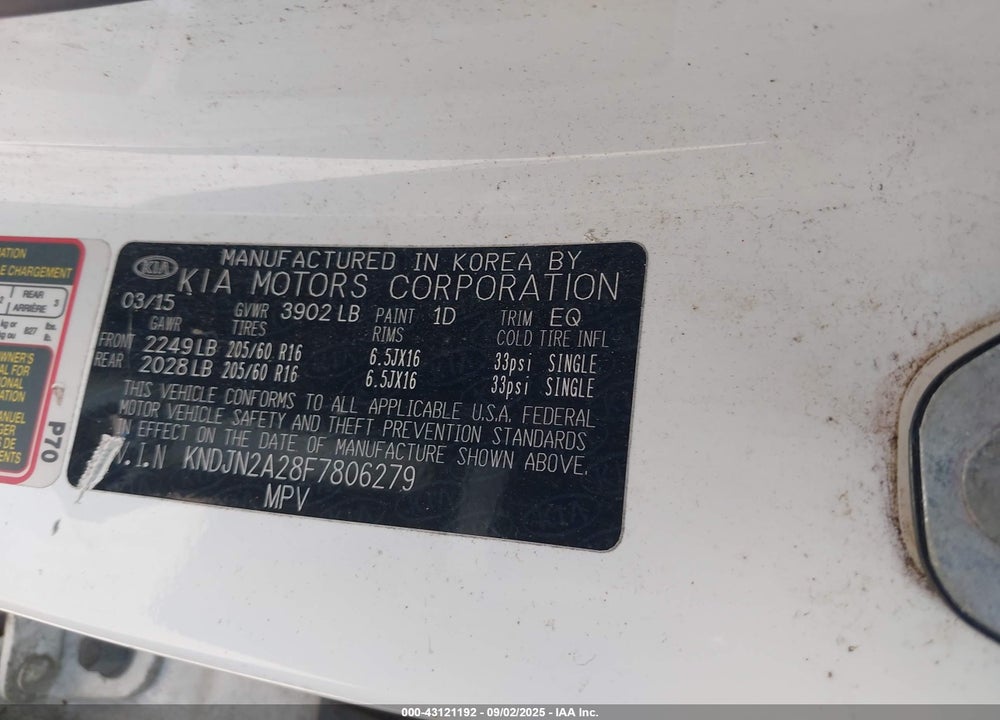 2015 KIA SOUL VIN: KNDJN2A28F7806279
