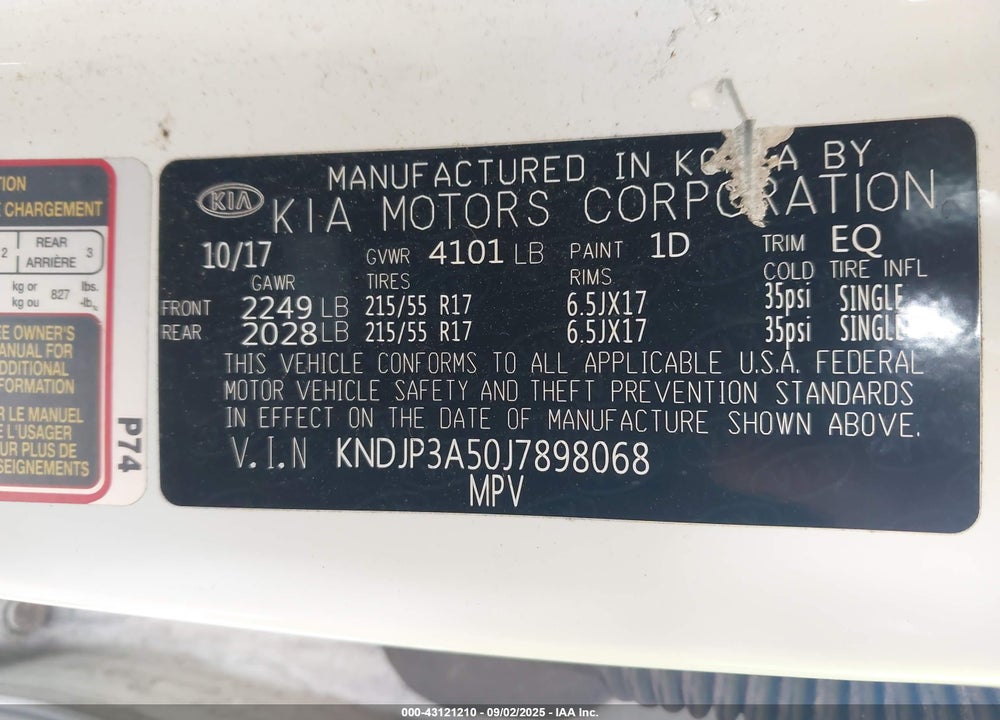 2018 KIA SOUL VIN: KNDJP3A50J7898068
