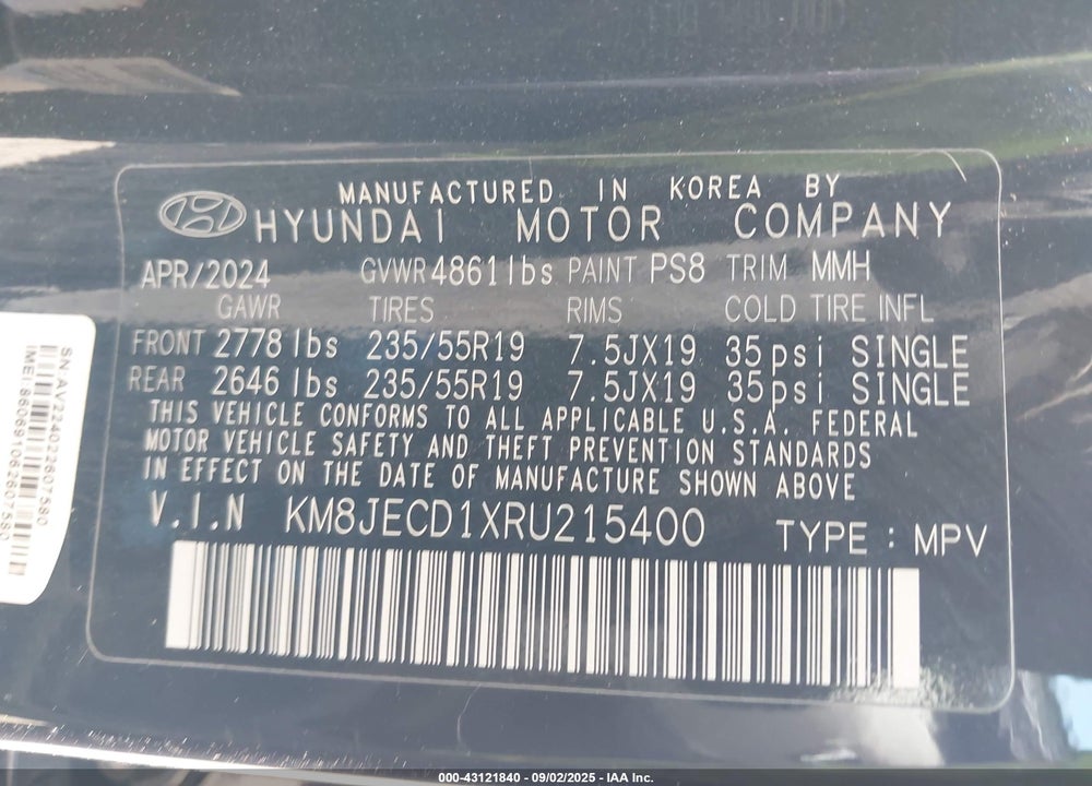 2024 HYUNDAI TUCSON HYBRID VIN: KM8JECD1XRU215400