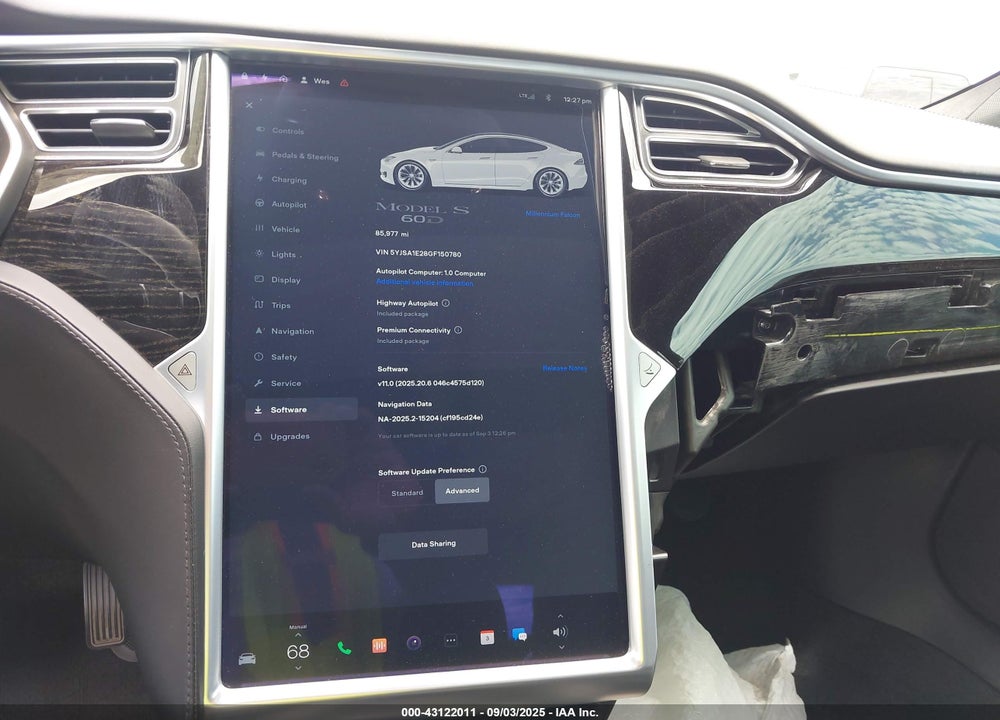 2016 TESLA MODEL S VIN: 5YJSA1E28GF150780