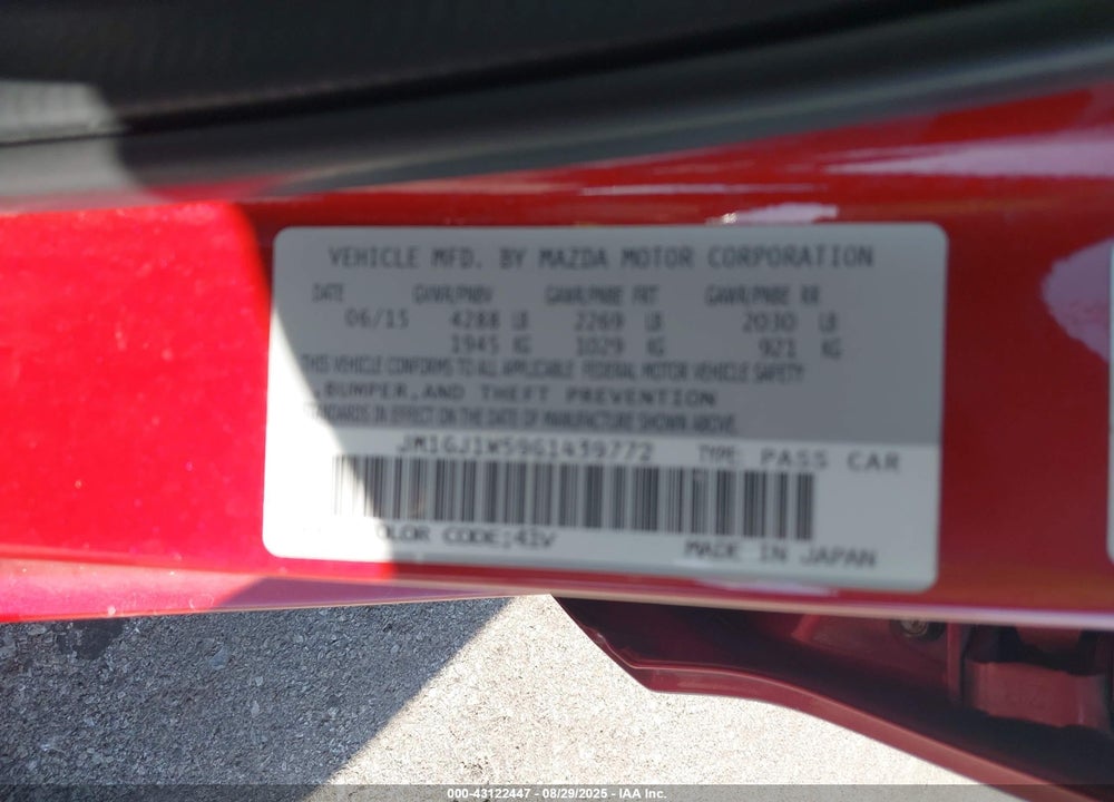 2016 MAZDA 6 VIN: JM1GJ1W59G1439772