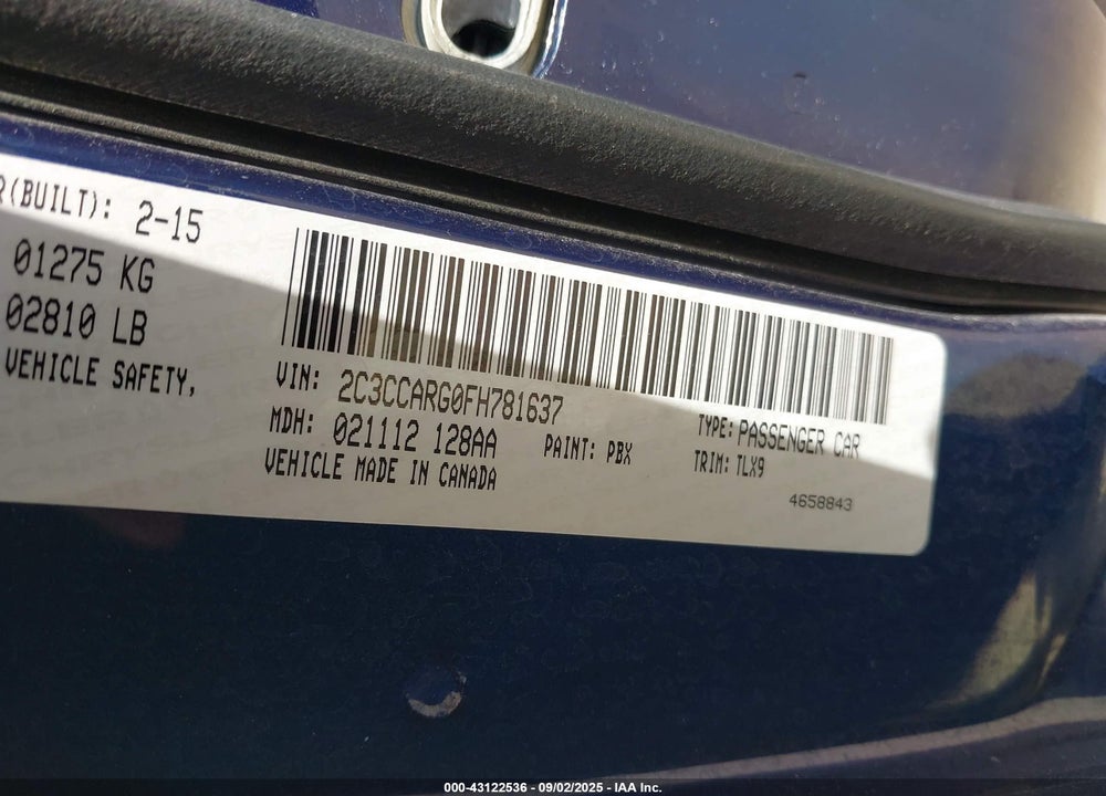 2015 CHRYSLER 300 VIN: 2C3CCARG0FH781637