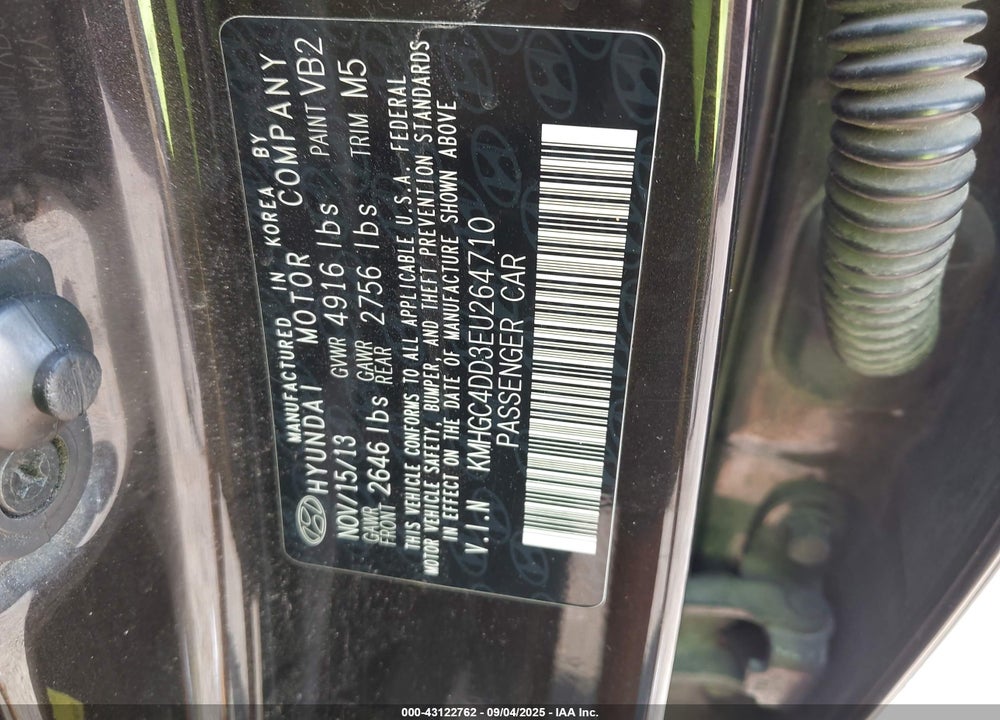 2014 HYUNDAI GENESIS 3.8 VIN: KMHGC4DD3EU264710
