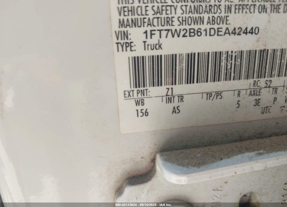 2013 FORD F-250 VIN: 1FT7W2B61DEA42440