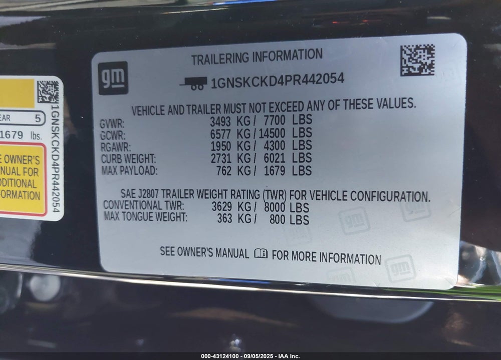 2023 CHEVROLET SUBURBAN 4WD LT VIN: 1GNSKCKD4PR442054