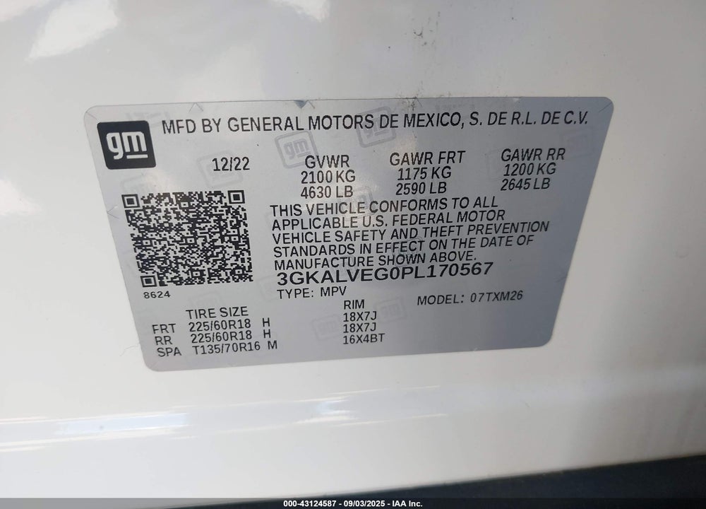 2023 GMC TERRAIN VIN: 3GKALVEG0PL170567