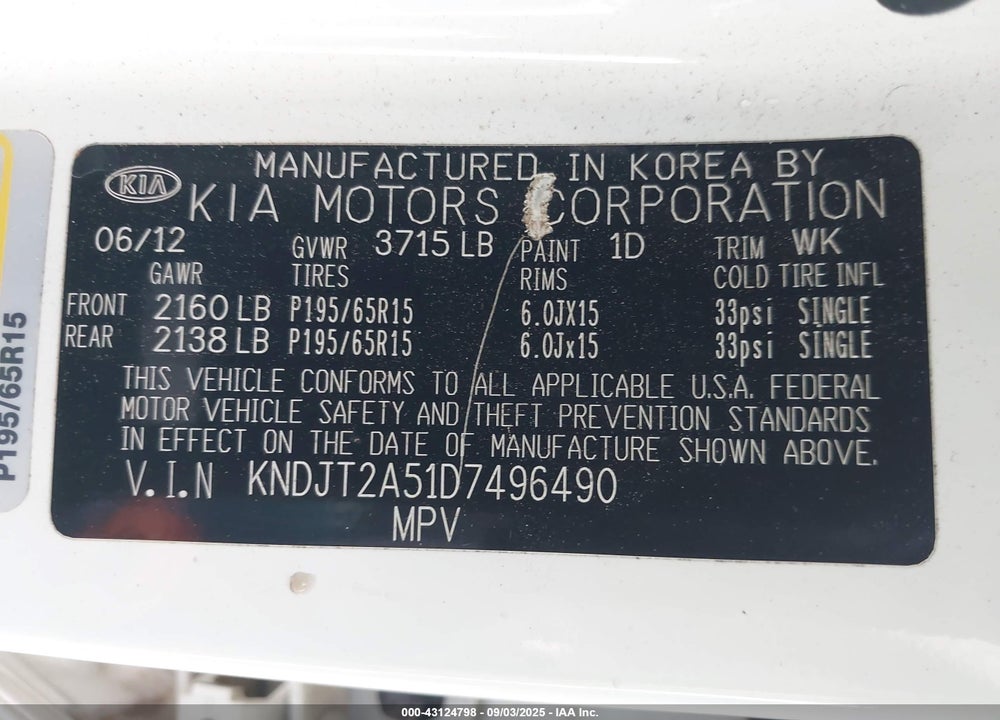 2013 KIA SOUL VIN: KNDJT2A51D7496490
