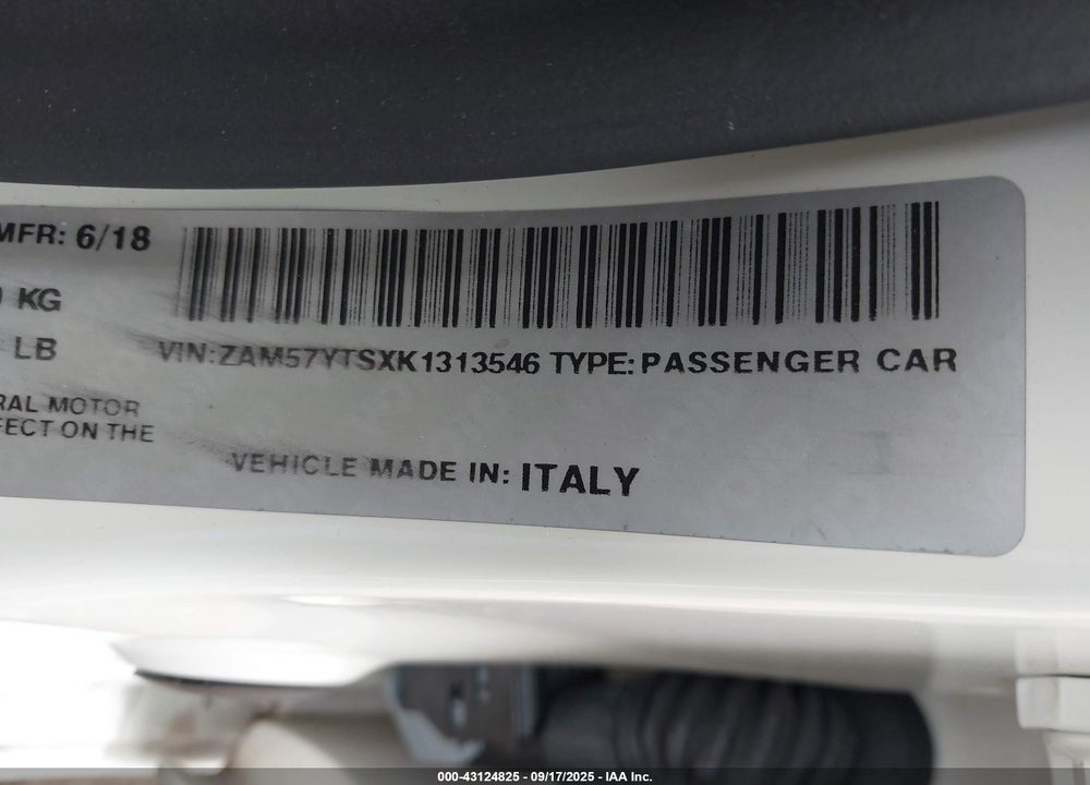2019 MASERATI GHIBLI S Q4 GRANSPORT VIN: ZAM57YTSXK1313546