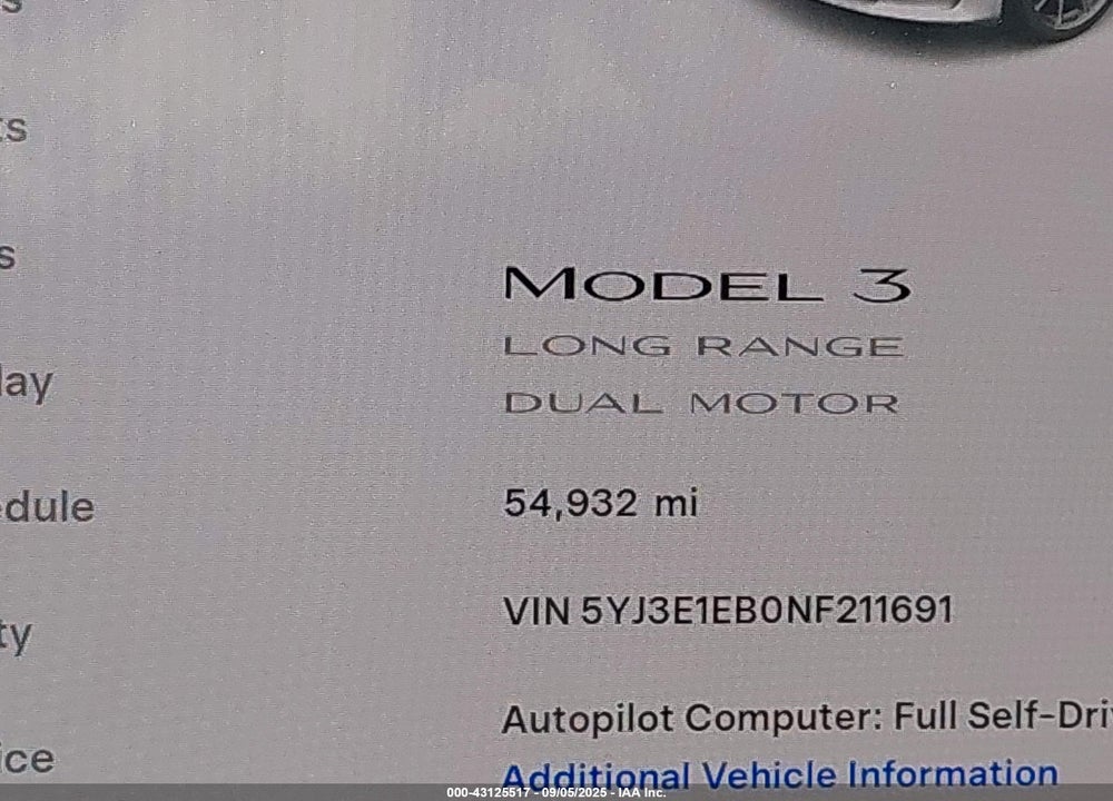 2022 TESLA MODEL 3 VIN: 5YJ3E1EB0NF211691