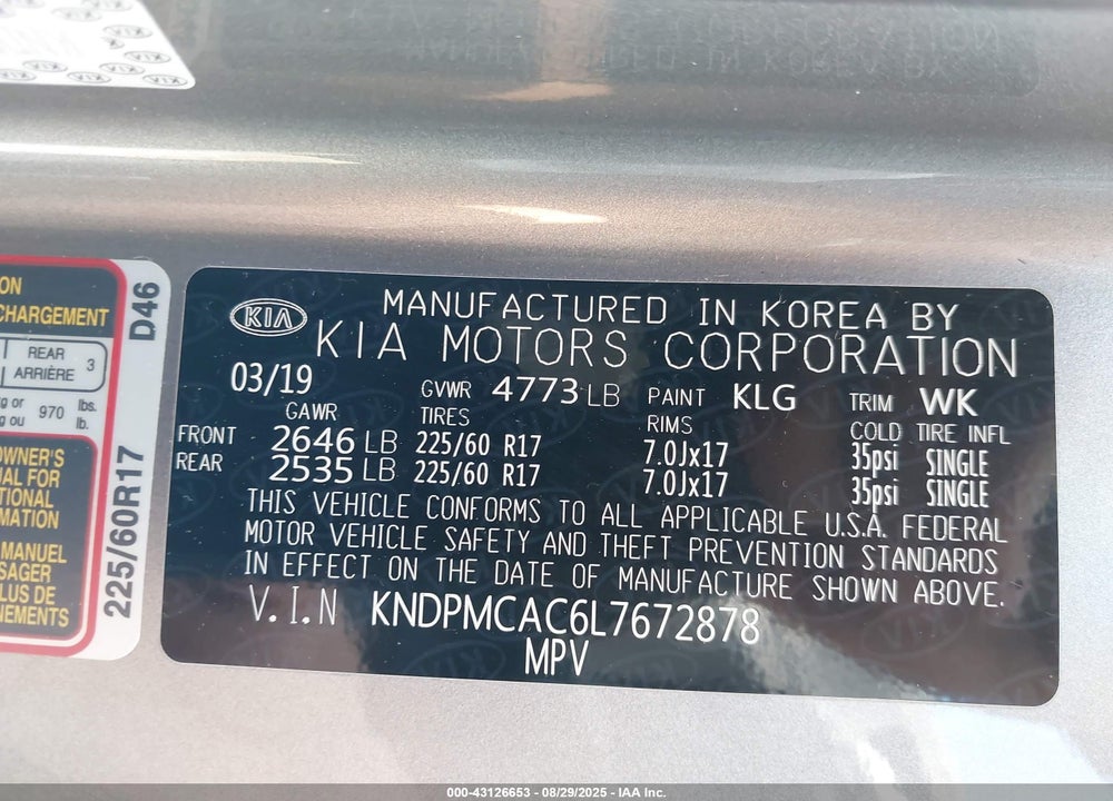 2020 KIA SPORTAGE LX VIN: KNDPMCAC6L7672878